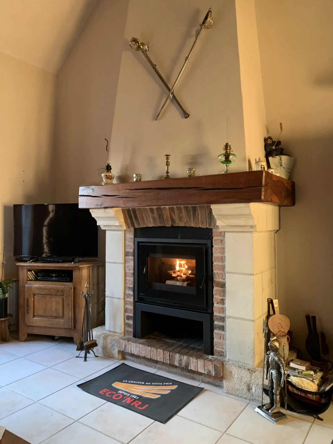Installation insert cheminée à bois